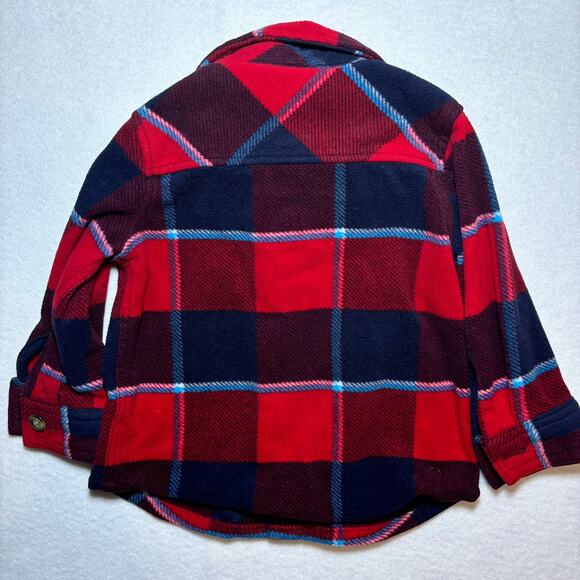 Gymboree 12-18M Baby Boy Red Navy Plaid Button Up Shirt Jacket Flannel Top - Picture 3 of 3